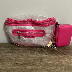 MADDEN NYC New! Women’s clear convertible fanny pack with pouch hot pink